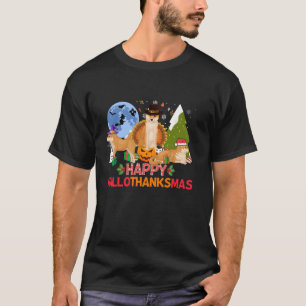 Camiseta Shiba Inu Dog Halloween Feliz Natal Feliz Hall