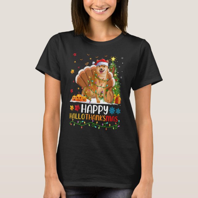Camiseta Shiba Inu Dog Happy Shiba Inu Hellothanksmas (Frente)