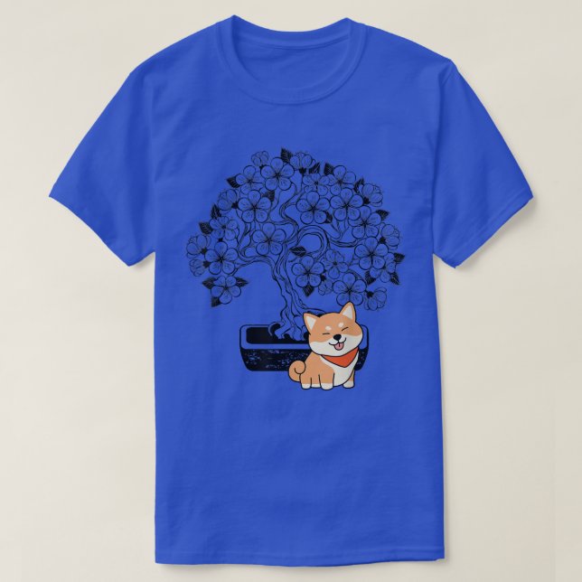 Camiseta Shiba Inu Dog Japanese Cherry Cute Blossom Sakura  (Frente do Design)