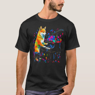 Camiseta Shiba Inu Dog Pianist