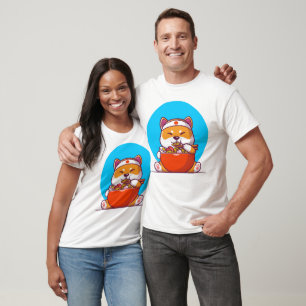 Camiseta Shiba Inu Eating Ramen