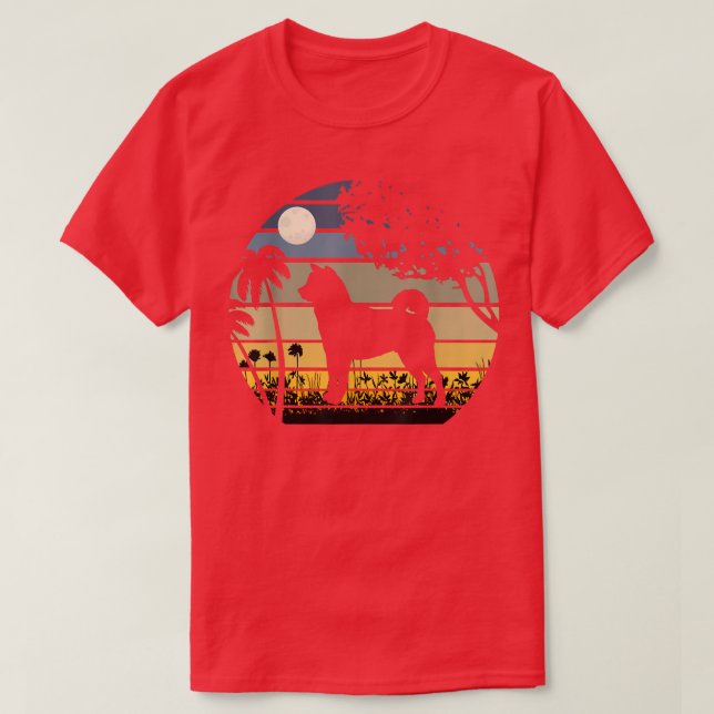 Camiseta Shiba Inu em um Campo de Flores Noite de Lua (Frente do Design)