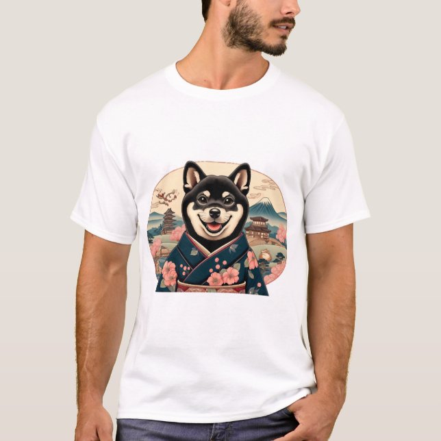 Camiseta Shiba Inu estilo Ukiyo-e (Frente)