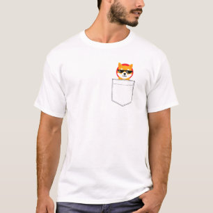 Camiseta Shiba Inu Faux Pocket Shib Para A Lua