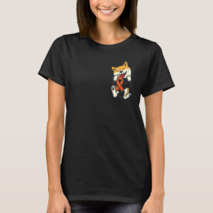 Camiseta Shiba Inu Feet Orange Ribbon Pocket Leukemia Consc