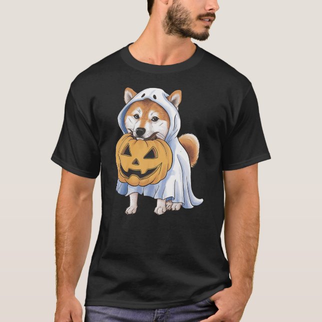 Camiseta Shiba Inu Ghost Dog Halloween (Frente)