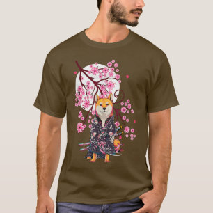 Camiseta Shiba Inu Japonês Aestética Sakura Cherry Bloss
