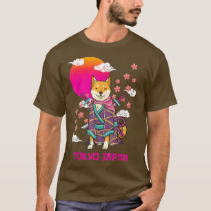 Camiseta Shiba Inu Japonês Aestética Sakura Cherry Blossom