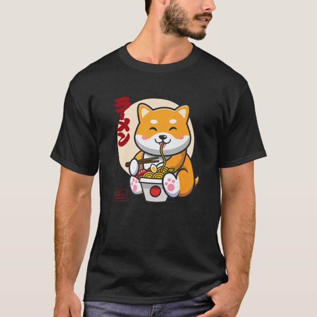 Camiseta Shiba Inu , Kawaii Anime Shiba Inu , Japonês Ramen (Frente)