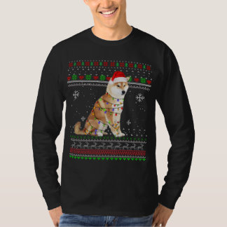 Camiseta Shiba Inu Luz Feliz Natal Pajama Gift Xmas