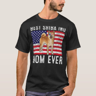 Camiseta Shiba Inu Mãe Dos Eua Bandeira Americana Shiba Inu