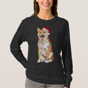 Camiseta Shiba Inu Natal Luz Xmas Cachorro Papais noeis Ha