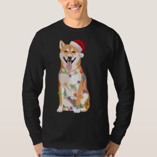 Camiseta Shiba Inu Natal Luz Xmas Cachorro Papais noeis Ha