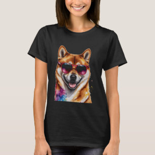 Camiseta Shiba Inu Óculos Cachorros Cachorros Engraçados Im