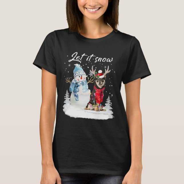 Camiseta Shiba Inu Papais noeis Cachorro de Natal Snowman X (Frente)