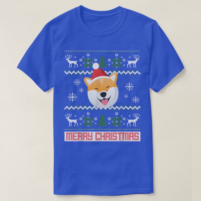 Camiseta Shiba Inu Papais noeis de Natal Feios (Frente do Design)