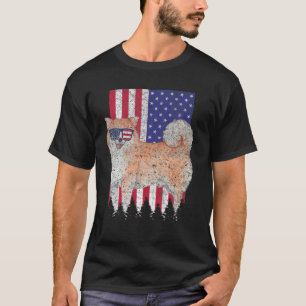 Camiseta Shiba Inu Patriotic Dog USA Prioridade American Fl