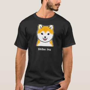 Camiseta Shiba Inu Pixel Art Premium, De Faces Redondas E C