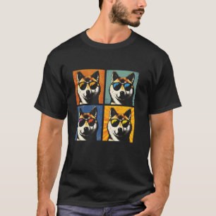Camiseta Shiba Inu Pop Art - Cão Shiba Inu Colorido Vintage
