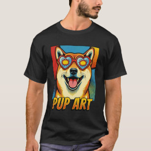 Camiseta Shiba Inu Pop Art Estilo de Quadrinhos Retro