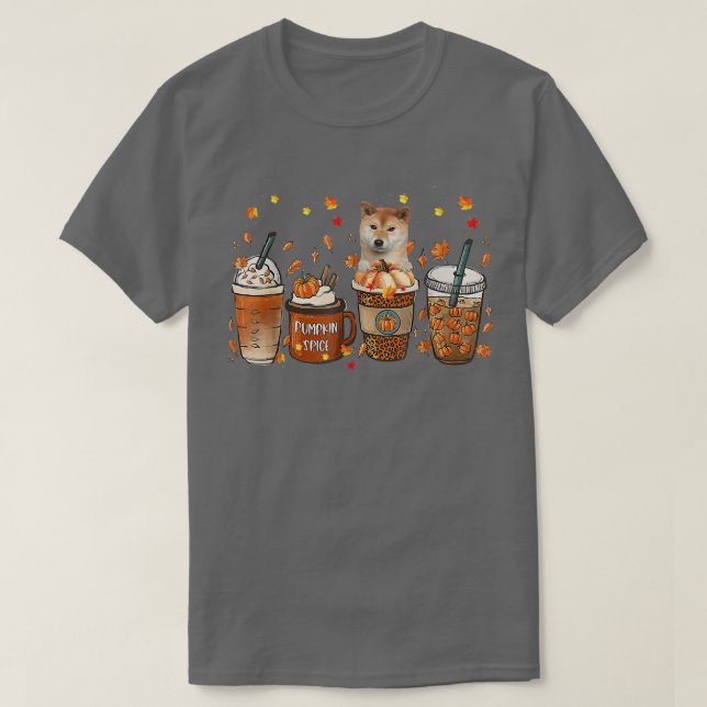 Camiseta Shiba Inu Queda Café Pumpkin Spice Latt Aut (Frente do Design)