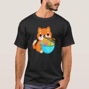 Camiseta Shiba Inu Ramen Cama Jovens Japoneses