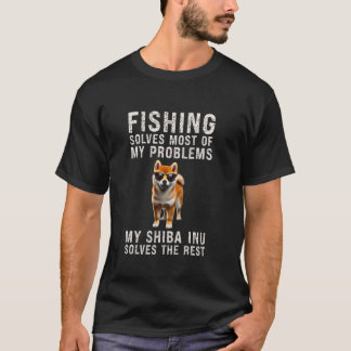 Camiseta Shiba Inu Resolve a Maioria dos Problemas de Pesca