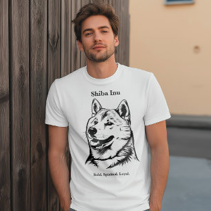 Camiseta Shiba Inu Retrait Black Line Ilustration T-Shirt