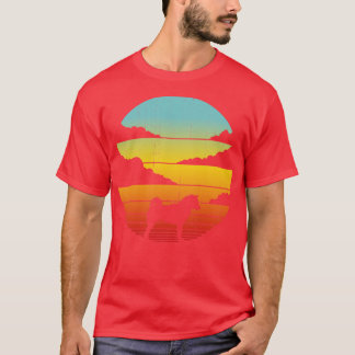 Camiseta Shiba Inu Retro Vintage Sunset 60s 70 para Homens
