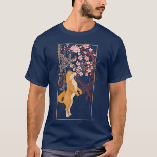 Camiseta Shiba Inu Sakura Cherry Blossomo Cão Japonês Amor