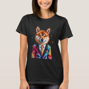Camiseta Shiba Inu Suit Dog Colorida Engraçado Impressão de