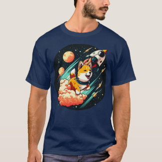 Camiseta shiba inu voando para o espaço com um foguete2