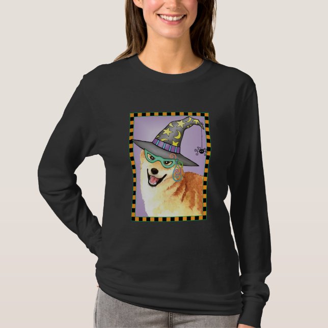 Camiseta Shiba Inu Witch Long Sleeve T Shirt (Frente)