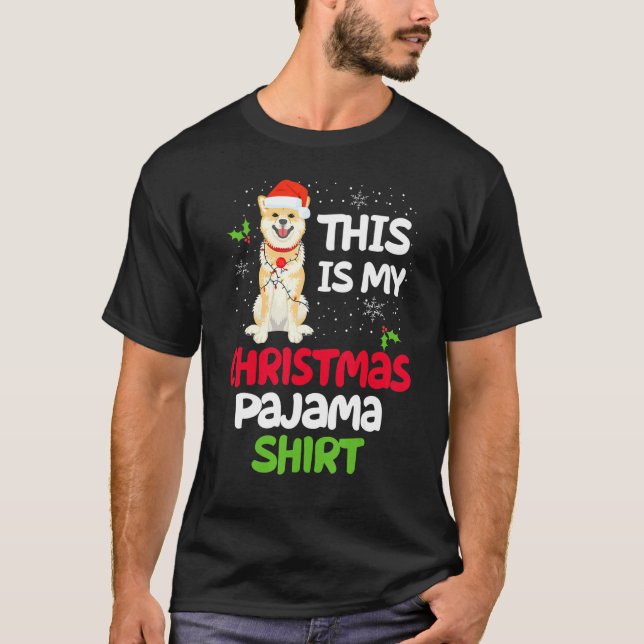 Camiseta Shiba Inu Xmas Este É O Meu Natal Pajama Shiba D (Frente)