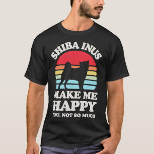 Camiseta Shiba Inus Me Faz Feliz Retrô Sunset Para Homens