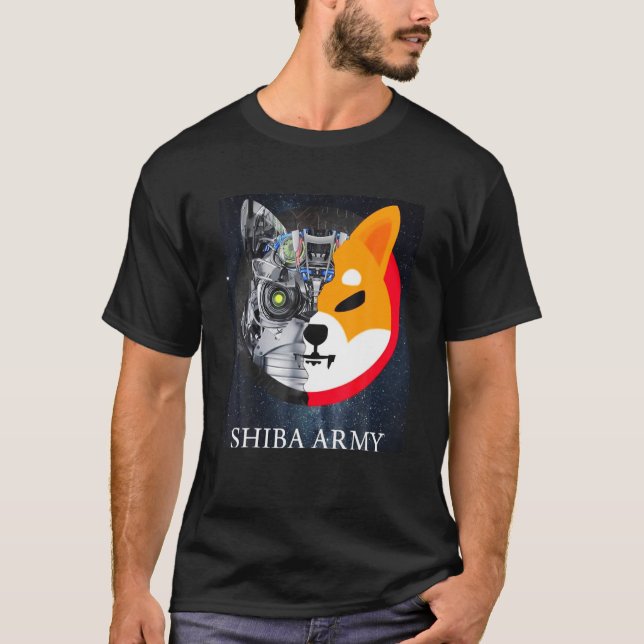 Camiseta Shibu Inu Crypto Shiba Exército Preso À Lua (Frente)