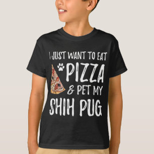 Camiseta Shich pug Cachorro Pizza Pizza Engraçada Cachorro