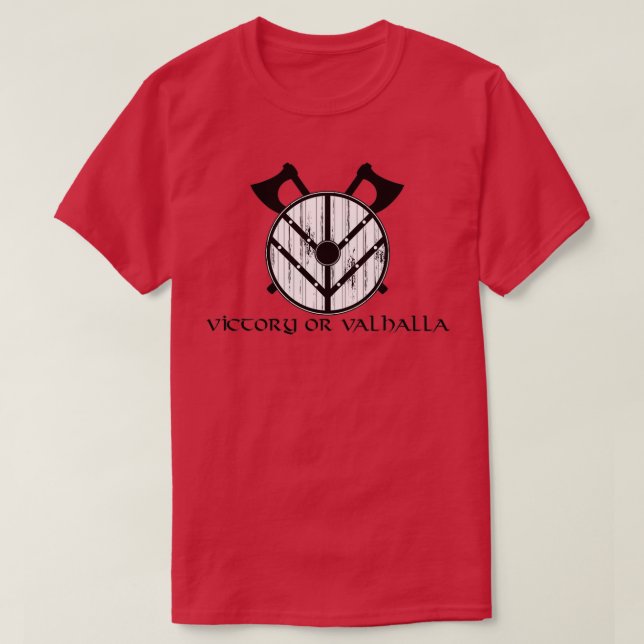 Camiseta Shield Vikings Ax Valhalla (Frente do Design)
