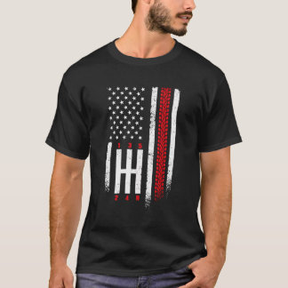Camiseta Shift Mechanical Gears Race Carro American Flag 4
