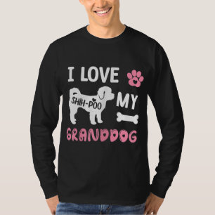 Camiseta Shih-Poo Cachorro Vovó Presente Eu Amo Meu Cachorr