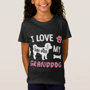 Camiseta Shih-Poo Cachorro Vovó Presente Eu Amo Meu Cachorr