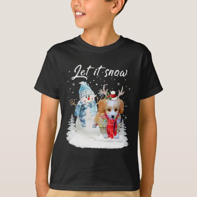 Camiseta Shih Poo Papais noeis Cachorro Natal Snowman Xmas  (Frente)