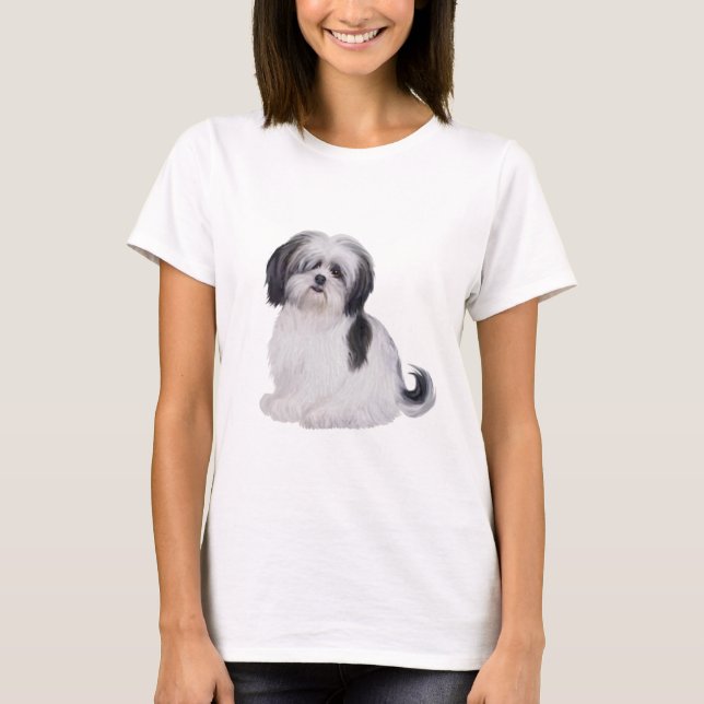 Camiseta Shih tzu (A) - preto e branco (Frente)