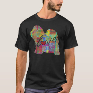 Camiseta Shih Tzu Adora Uma Rua De Aquarela Brilhante E Col