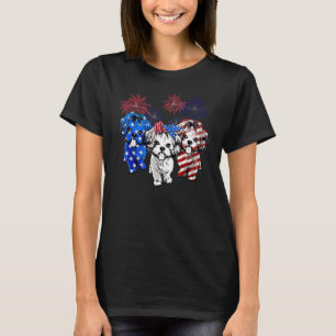 Camiseta Shih Tzu American Flag 4 De Julho Independência Da