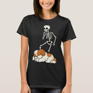 Camiseta Shih Tzu Cachorro Dormindo Cute Esqueleto de Hallo