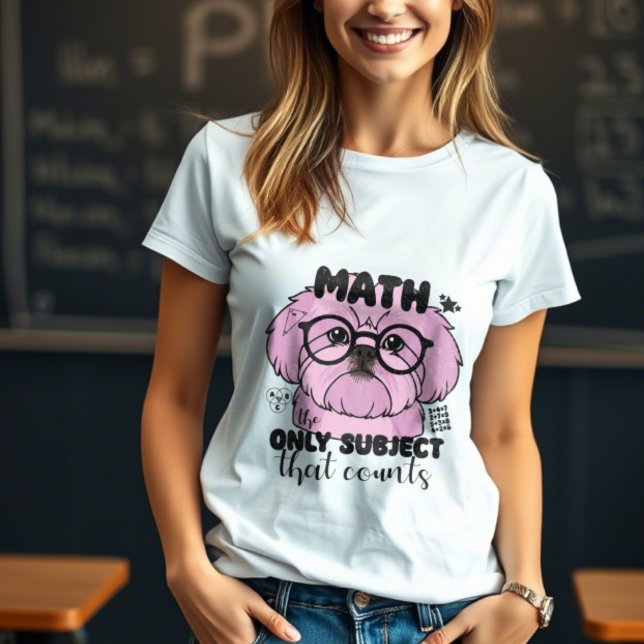 Camiseta Shih tzu cão com professor de matemática dizendo (Criador carregado)