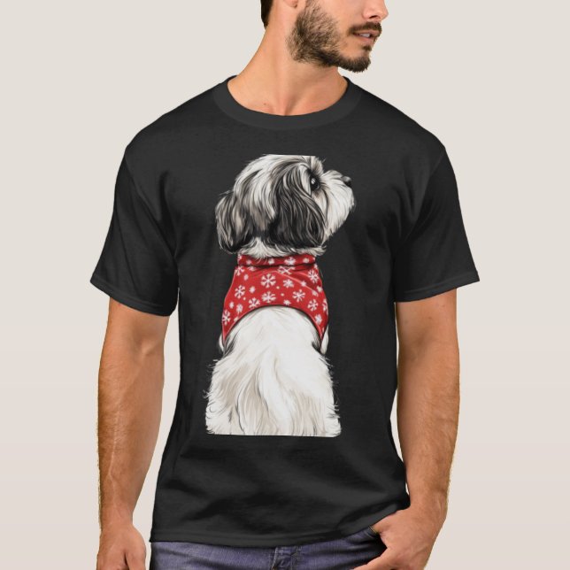 Camiseta Shih Tzu Christmas Lights Dog Lover Xmas Pajama Pu (Frente)