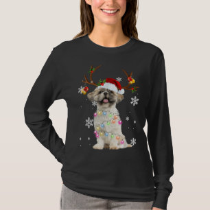 Camiseta Shih Tzu Christmas Reindeer Luzes de Natal Pajam