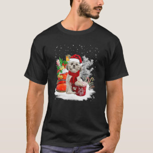 Camiseta Shih Tzu Christmas Santa Hat Eggnog Boots Snow Xma